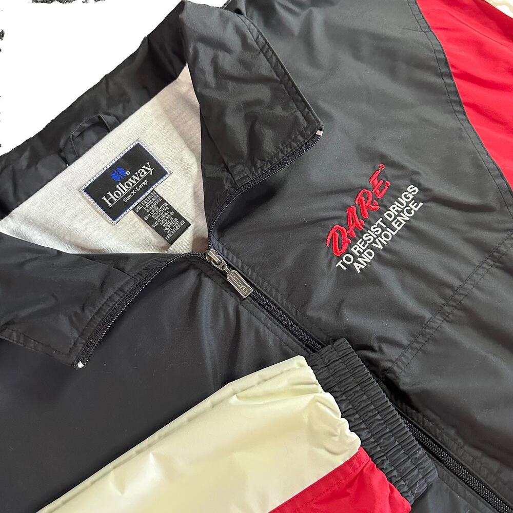 Vintage DARE Windbreaker Jacket Mens XL Holloway Colorblock Lined D.A.R.E. Y2K